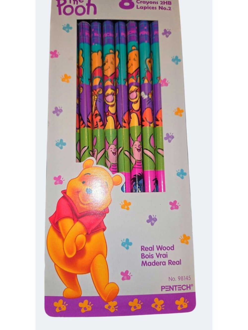 Disney Winnie The Pooh 8-Pack No. 2 Pencils HB Real Wood By Pentech Vintage Pack